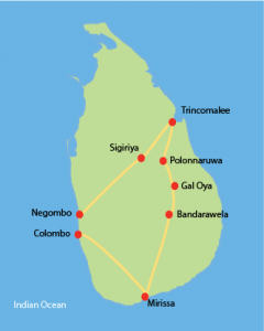 Eastern Sri Lanka Tour Map